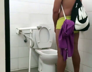 Cruising fuckpole piss in public rest room