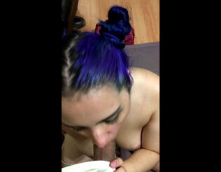 This purple haired doll enjoy having a man-meat in
