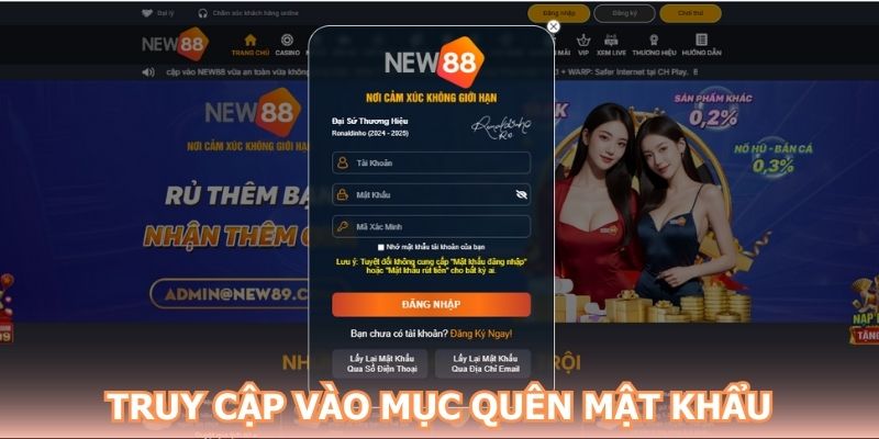 Truy cập vào mục quên mật khẩu